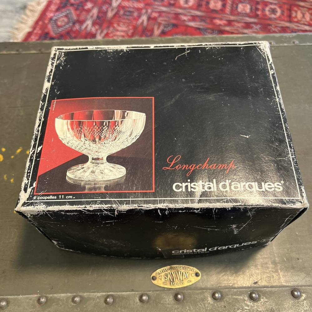 SET OF4 Cristal D'Arques Longchamp FOOTED BOWLS FRUIT DESSERT Crystal W/Box
